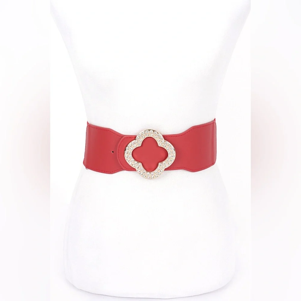 Vegan Leather Elastic Statement Belt